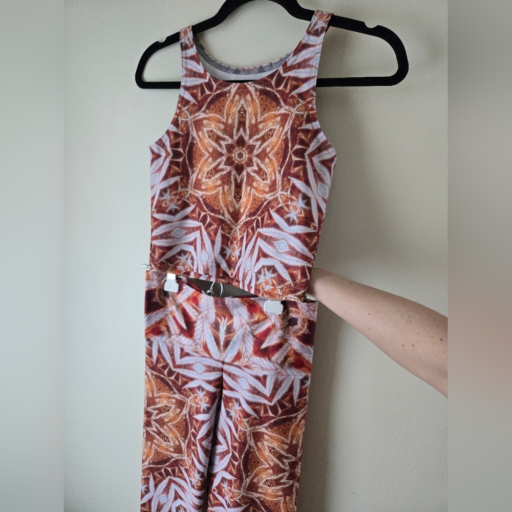 Unique, flower, psychedelic, leaf, brown, rust, orange, white, rave, dance set